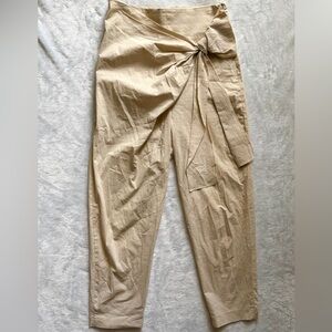 Zara Beige Bow Tie-Front Women's Trousers